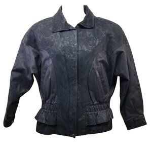Wilsons M Black Leather Coat Jacket Zip Out Liner Pockets Vintage Grunge Biker B